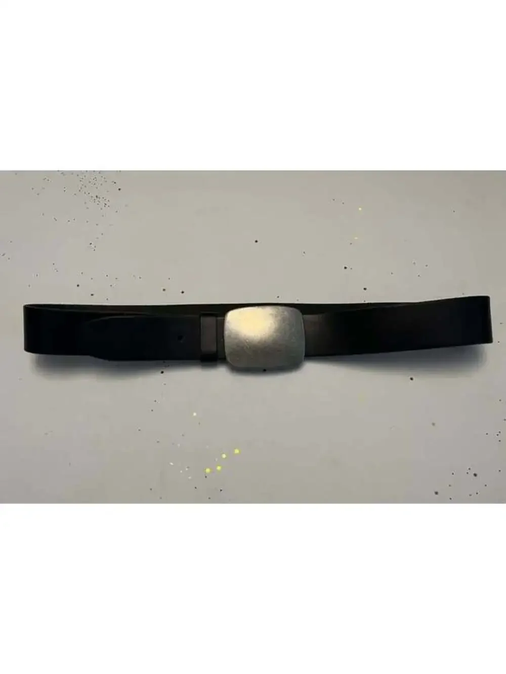 Black Leather Belt with Metal Buckle